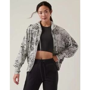 Athleta Eden Floral Balance Full Zip Hooded Sweatshirt Jacket‎ Women Sz XS Multi